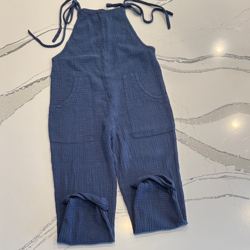 Bobi Women’s Gauze Romper in Blue Size XS
